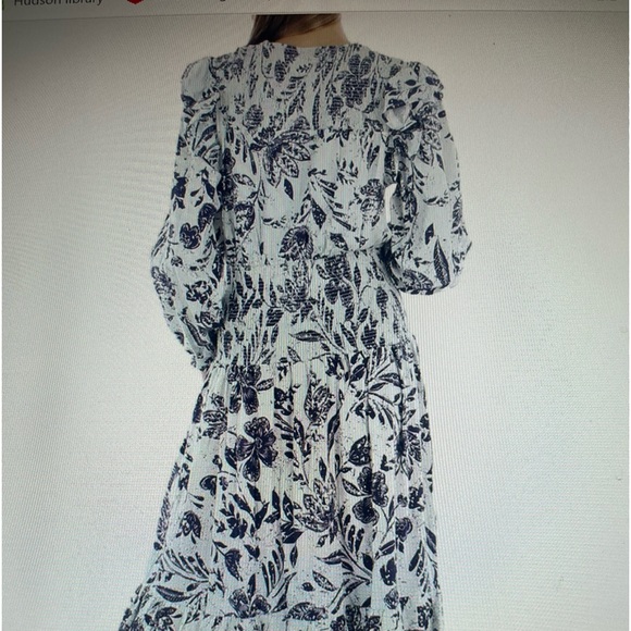 NWT Aqua Blue Linen Blend Smocked Daytime Midi Dress.  Gorgeous Sizes L, XL - Picture 2 of 7